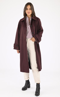 Long manteau laine Marly Prune