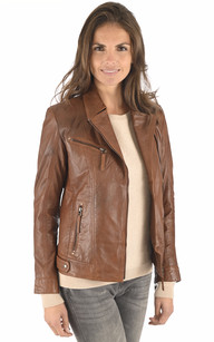 Blouson cuir cognac online femme