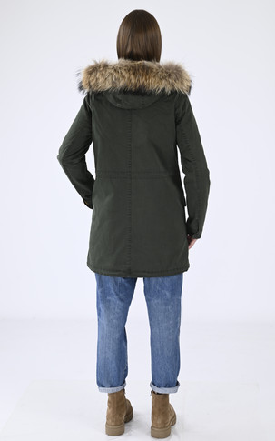 Parka capuche fourrure vert