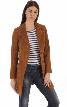 Trench Cuir Velours Cognac Femme Trench Cuir Velours Cognac Femme