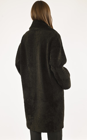 Manteau chaud laine agneau kaki