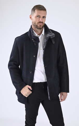 Manteau chic agneau bleu