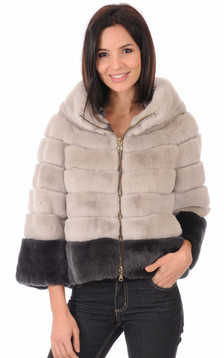 Veste Grise En Fourrure Rex Veste Grise En Fourrure Rex