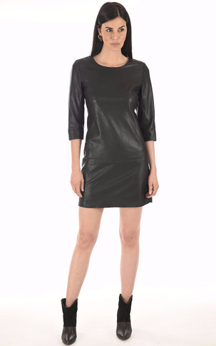 Robe cuir agneau noire