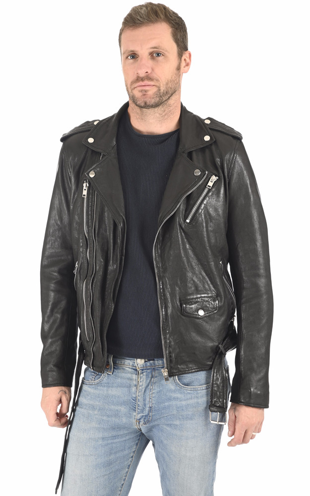 Blouson Lorenzo agneau noir Serge Pariente