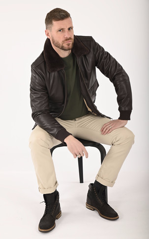 Blouson pilote cuir marron