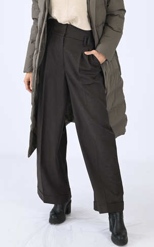 Pantalon large en laine marron