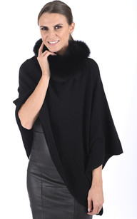 la canadienne Poncho cachemire et renard noir