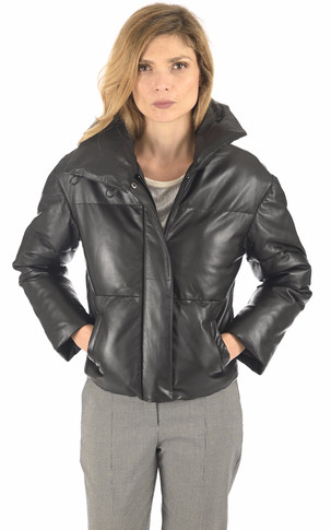 Doudoune cuir June noire
