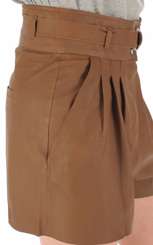 Short cuir agneau café