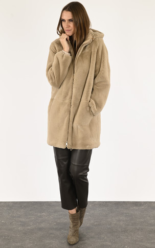 Manteau fourrure beige