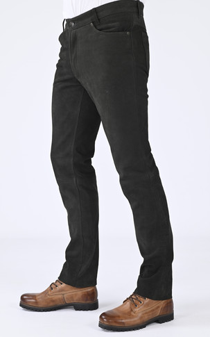 Pantalon vachette nubuck marron foncé