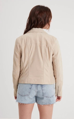 Blouson cuir velours Bonita beige