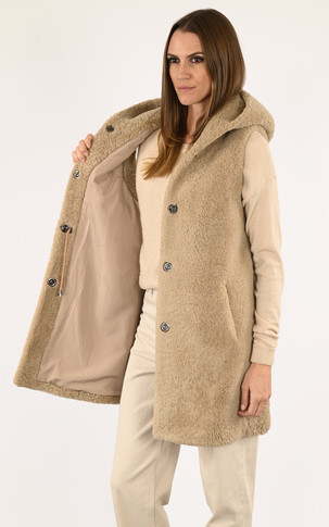 Gilet long mouton beige