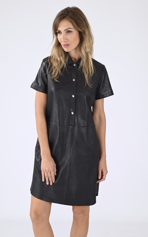 Robe cuir agneau noir