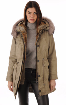 Parka toile kaki avec fourrure Parka toile kaki avec fourrure