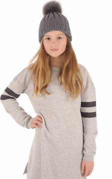 Bonnet Gris Laine et Pompon Renard Bonnet Gris Laine et Pompon Renard