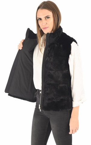 Gilet fourrure rex noir