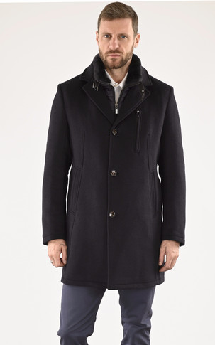 Manteau chic laine bleu marine