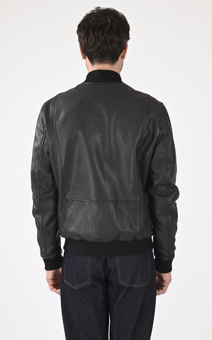 Blouson teddy cuir noir