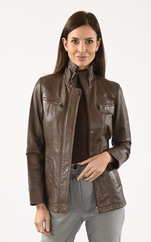 Veste confort cuir marron