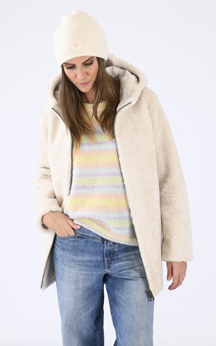 Veste peau lainée beige