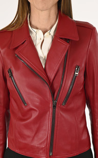 Veste cuir femme rouge fashion