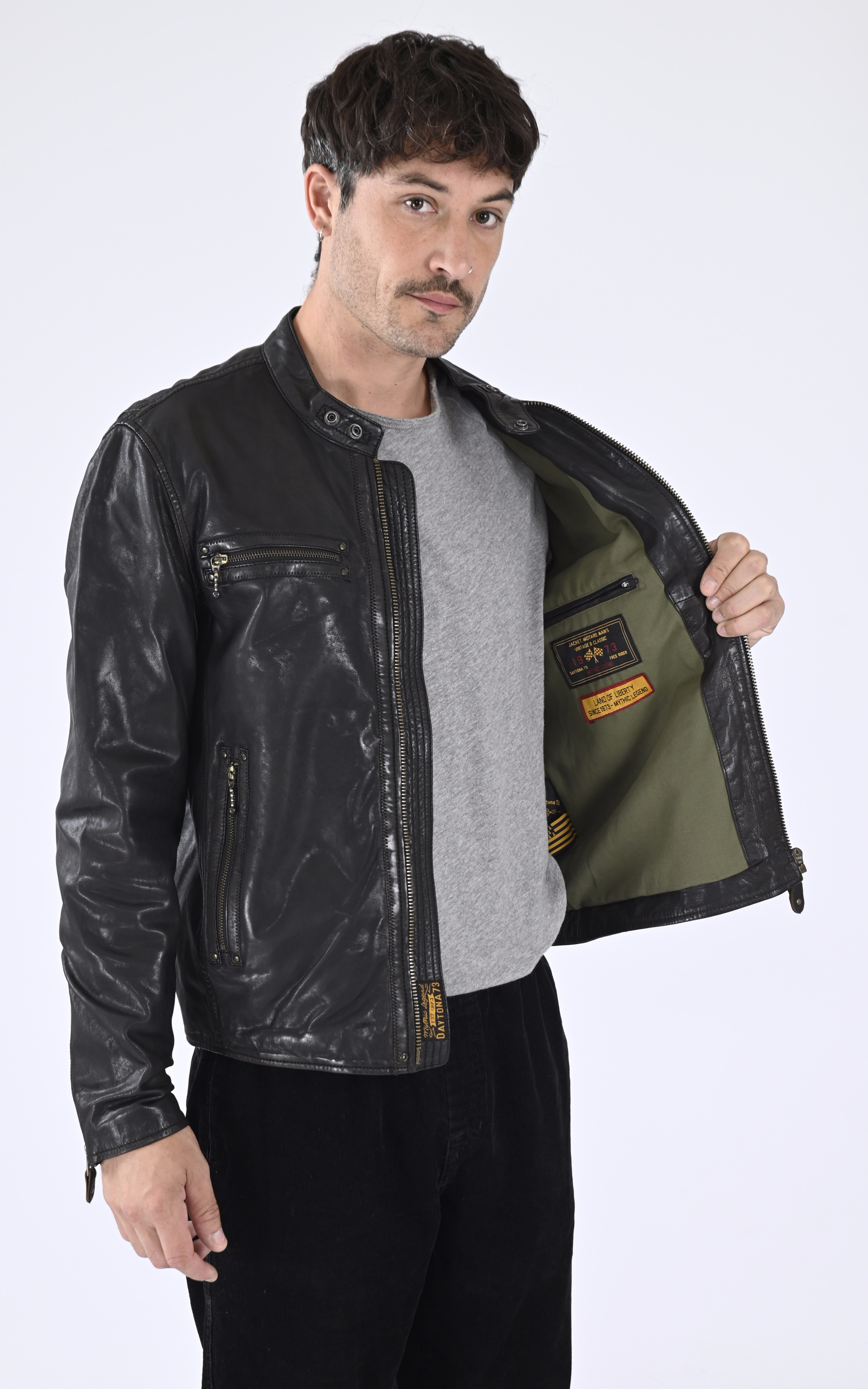Blouson agneau Akronima noir Daytona 73