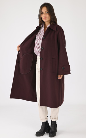 Long manteau laine Marly Prune