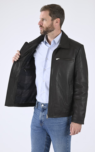 Blouson chaud cuir marron