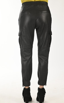 Pantalon Cargo cuir noir