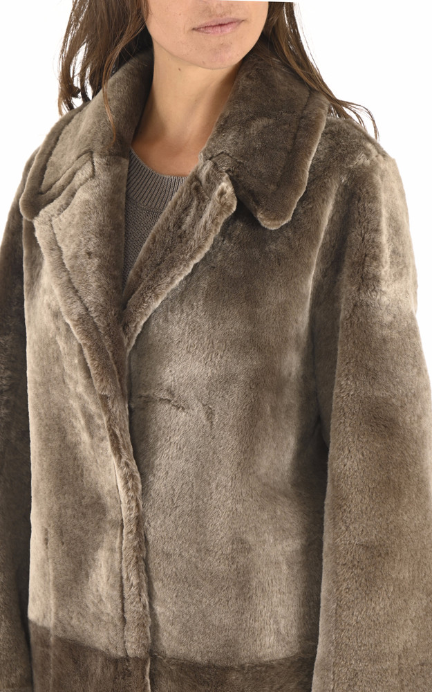 Manteau long peau lainée taupe La Canadienne