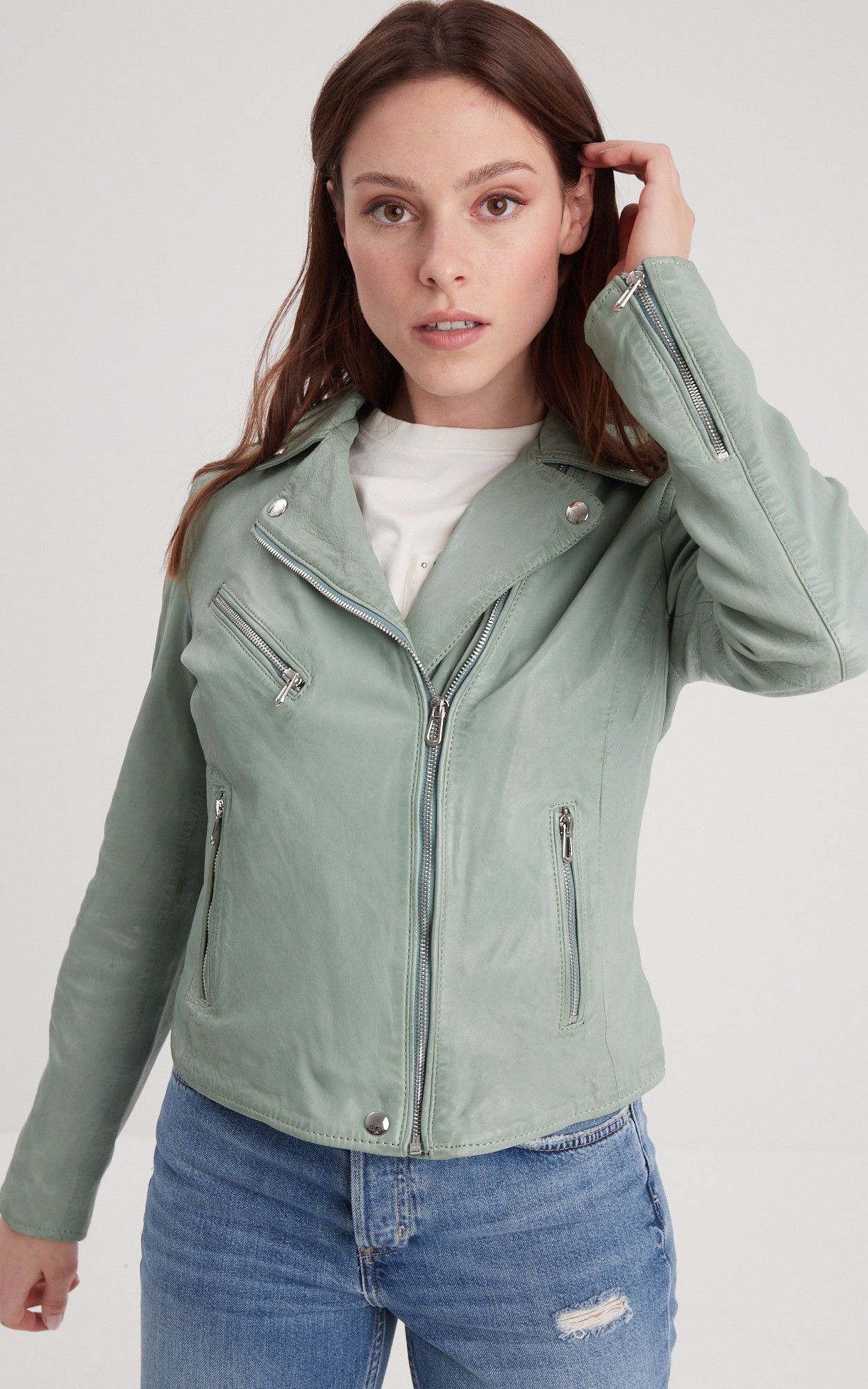 Veste cuir rose online garden