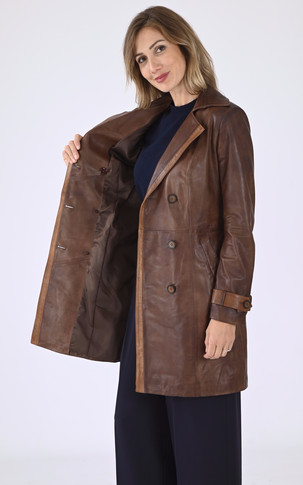 Trench cuir cognac