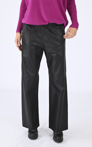 Pantalon cuir large Uranus noir