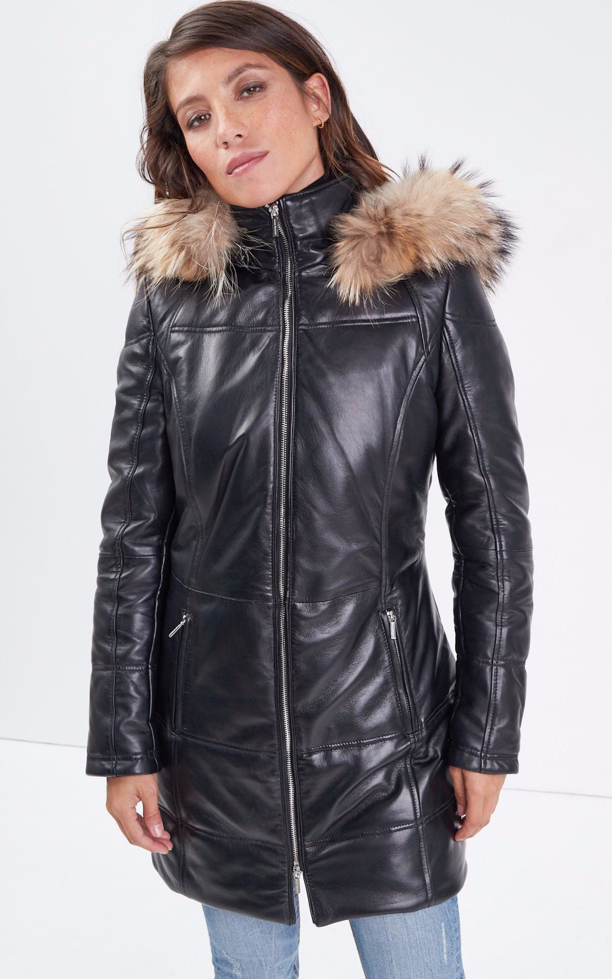 Parka cuir femme hot sale