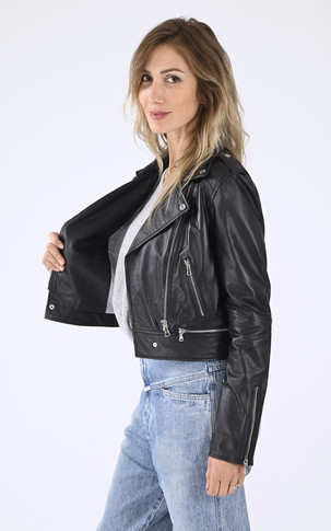 Blouson Yoko en cuir noir