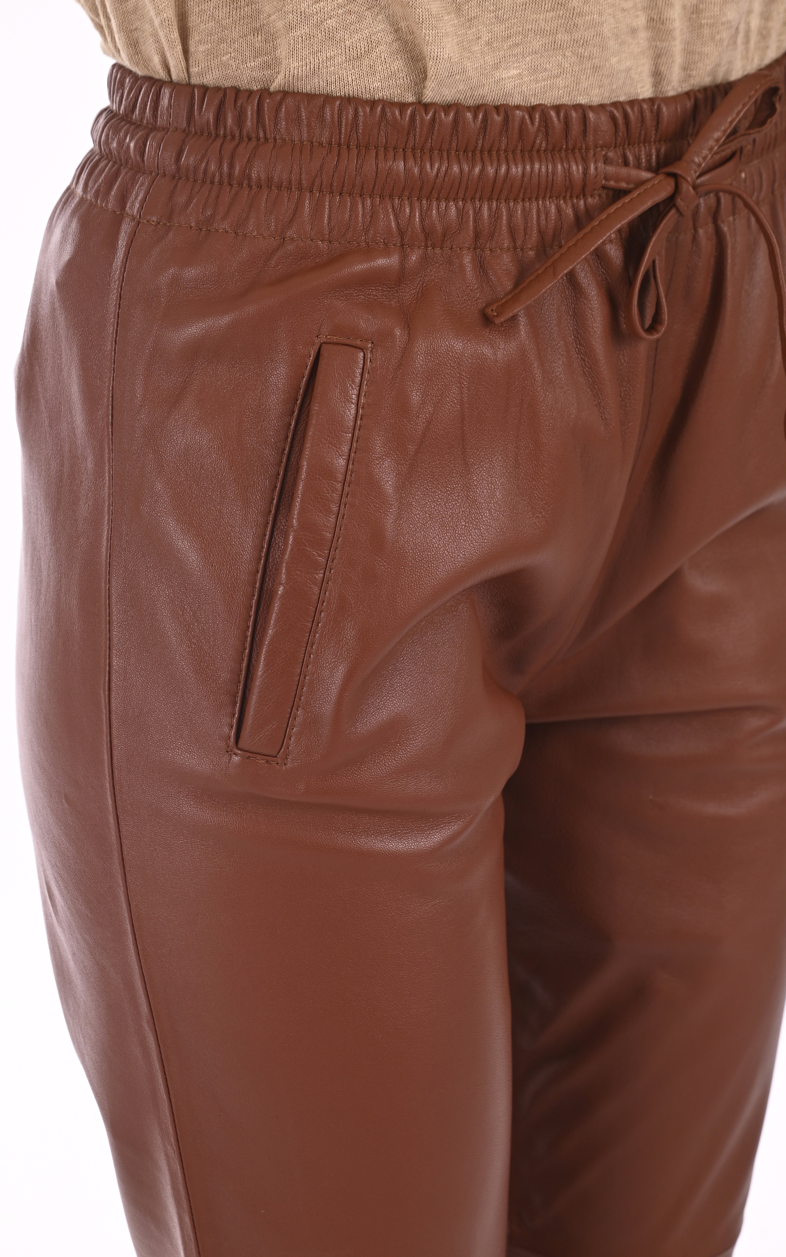 Pantalon jogpant cuir fauve Oakwood