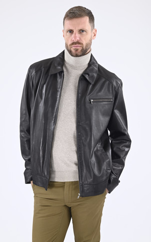 Blouson cuir confort noir