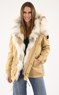 Parka bi mati re beige avec fourrure Barbed La Canadienne