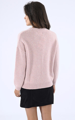 Pull col rond oversize cachemire rose