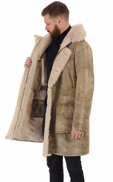 Manteau peau lainée esprit vintage