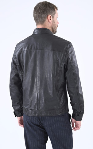 Blouson cuir Mercer noir