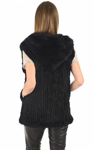 Gilet capuche lapin noir