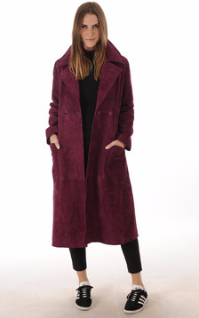 Manteau 7/8 Chèvre Velours Bordeaux Manteau 7/8 Chèvre Velours Bordeaux
