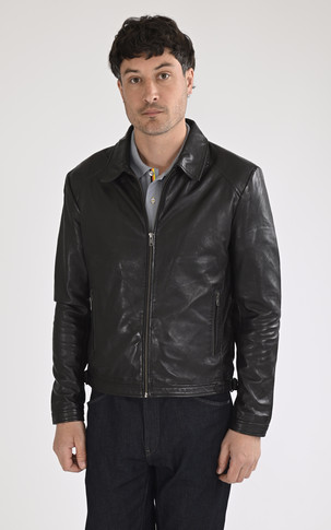 Blouson cuir souple agneau noir
