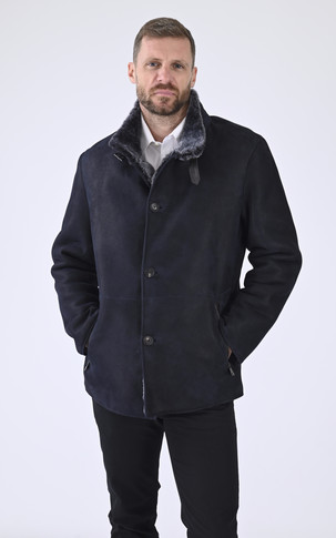 Manteau chic agneau bleu