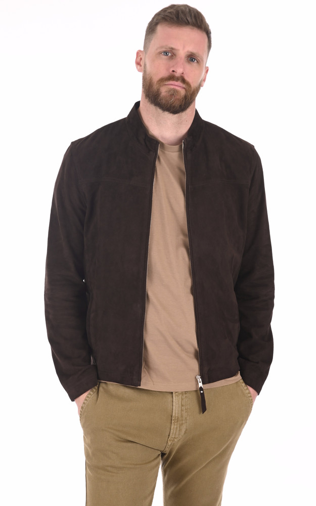 Blouson cuir velours Sylvino marron Serge Pariente