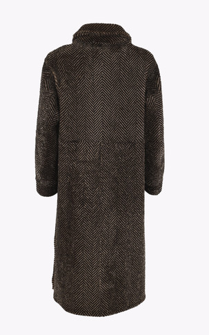 Long manteau laine chevrons marron