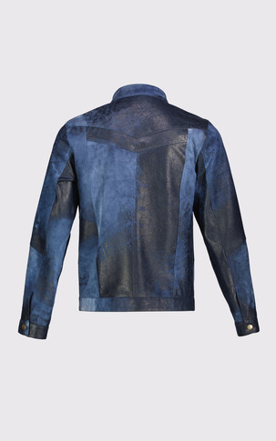 Blouson cuir velours Clark Jungle navy
